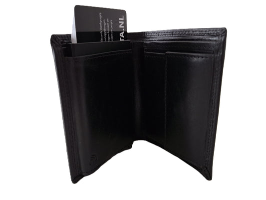 Luxe leren Billfold/ gewone portemonnee met cardprotector/pasjeshouder groot/ anti skim 115 Crunch bruin