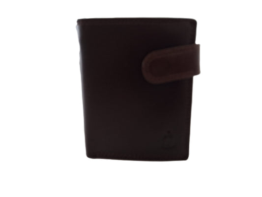OI bruine luxe lederen kleine heren portemonnee / afsluitbare billfold / klein leren beursje / RFID SAFE / bruin / 100Brown CRUNCH