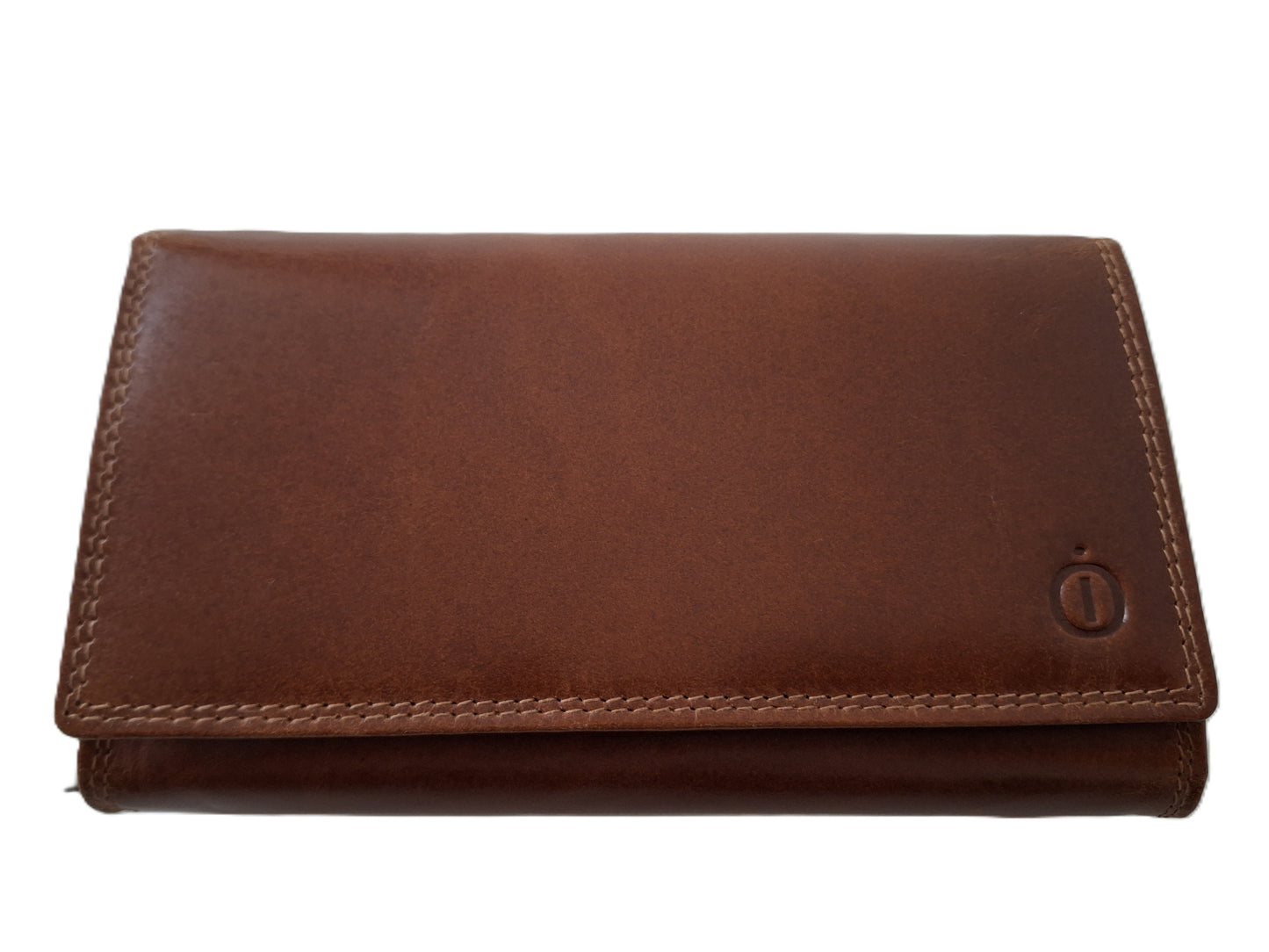 Luxe lange Overslagportemonnee / Ruime dames beurs / extra pasjes / Skim veilig / 211 Crunch cognac