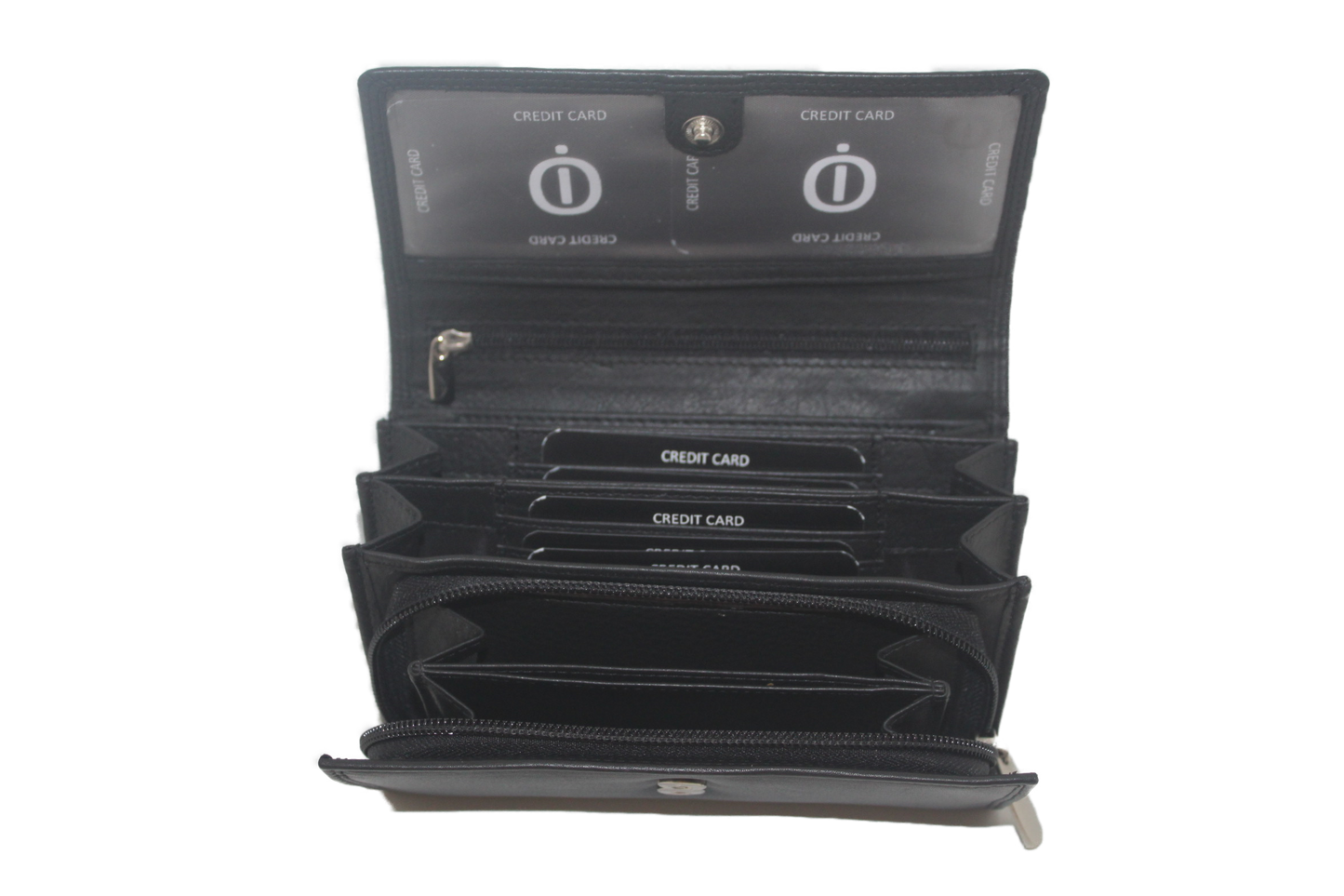 OI Overslagportemonnee lang / grote damesbeurs /extra pasjes achterop/ RFID safe / zwart 210