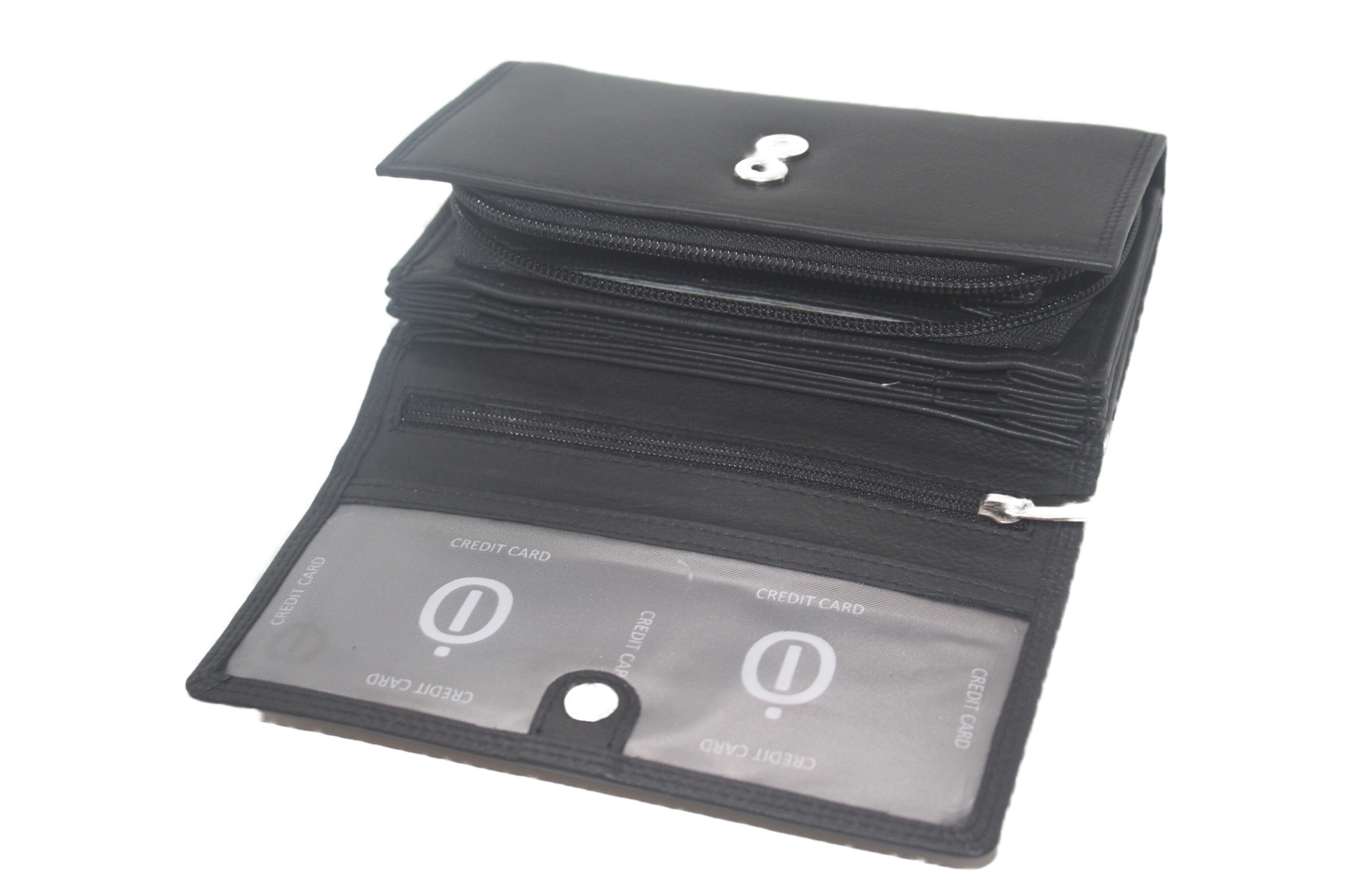 OI Overslagportemonnee lang / grote damesbeurs /extra pasjes achterop/ RFID safe / zwart 210
