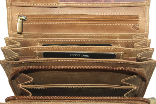 OI lange overslagportemonnee / grote dames beurs met rits / extra pasjes/ RFID safe / Hunter 211H