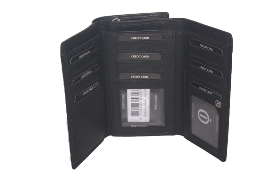 OI Ruime Dames portemonnee met rits en ruimte voor 27 pasjes / Skim veilig / zwart 212