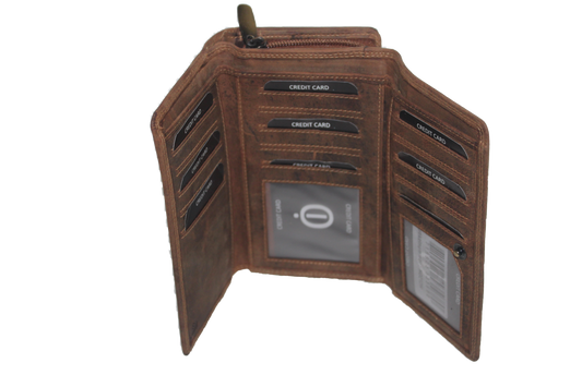 OI Ruime Dames portemonnee met rits en ruimte voor 27 pasjes / Skim veilig / Hunter 212H