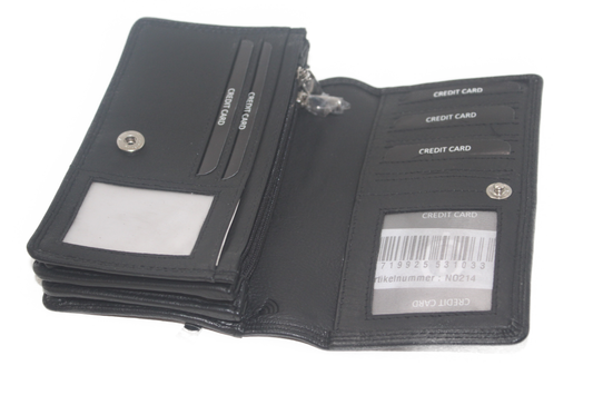 OI Europortemonnee / lange harmonica beurs voor dames / skim veilig / zwart 214