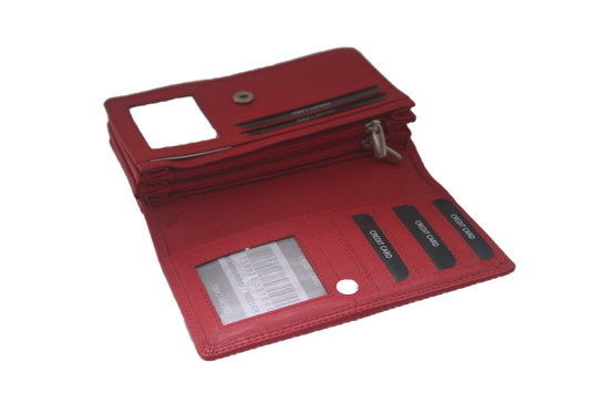 OI Europortemonnee/ overslag beurs / halflange harmonica beurs voor dames / skim veilig / rood rode 214R