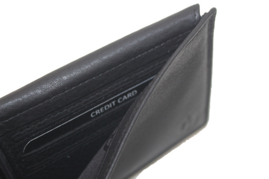 OI zwarte leren billfold laag model / zeer platte heren portemonnee voor veel pasjes / dunne beurs voor 10 pasjes / RFID SAFE / leder / zwart leer / 215