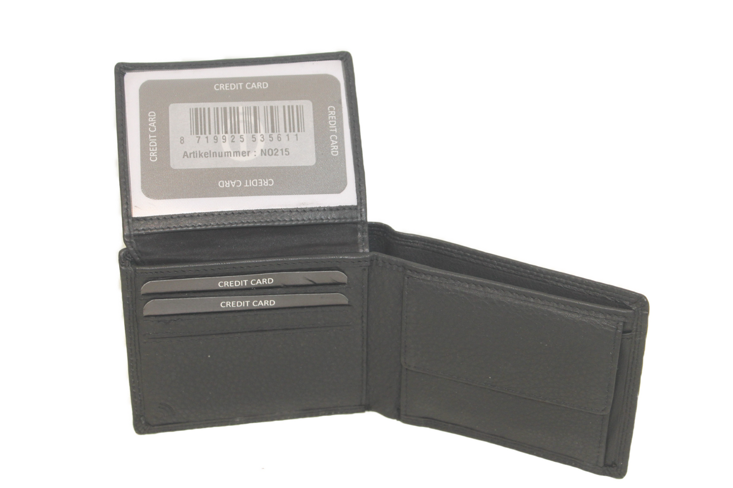 OI Billfold laag / 10 creditcards / plat/ anti skim / leder / zwart 215