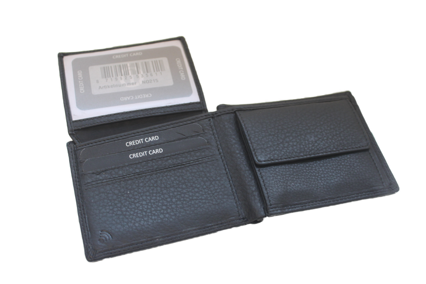 OI Billfold laag / 10 creditcards / plat/ anti skim / leder / zwart 215