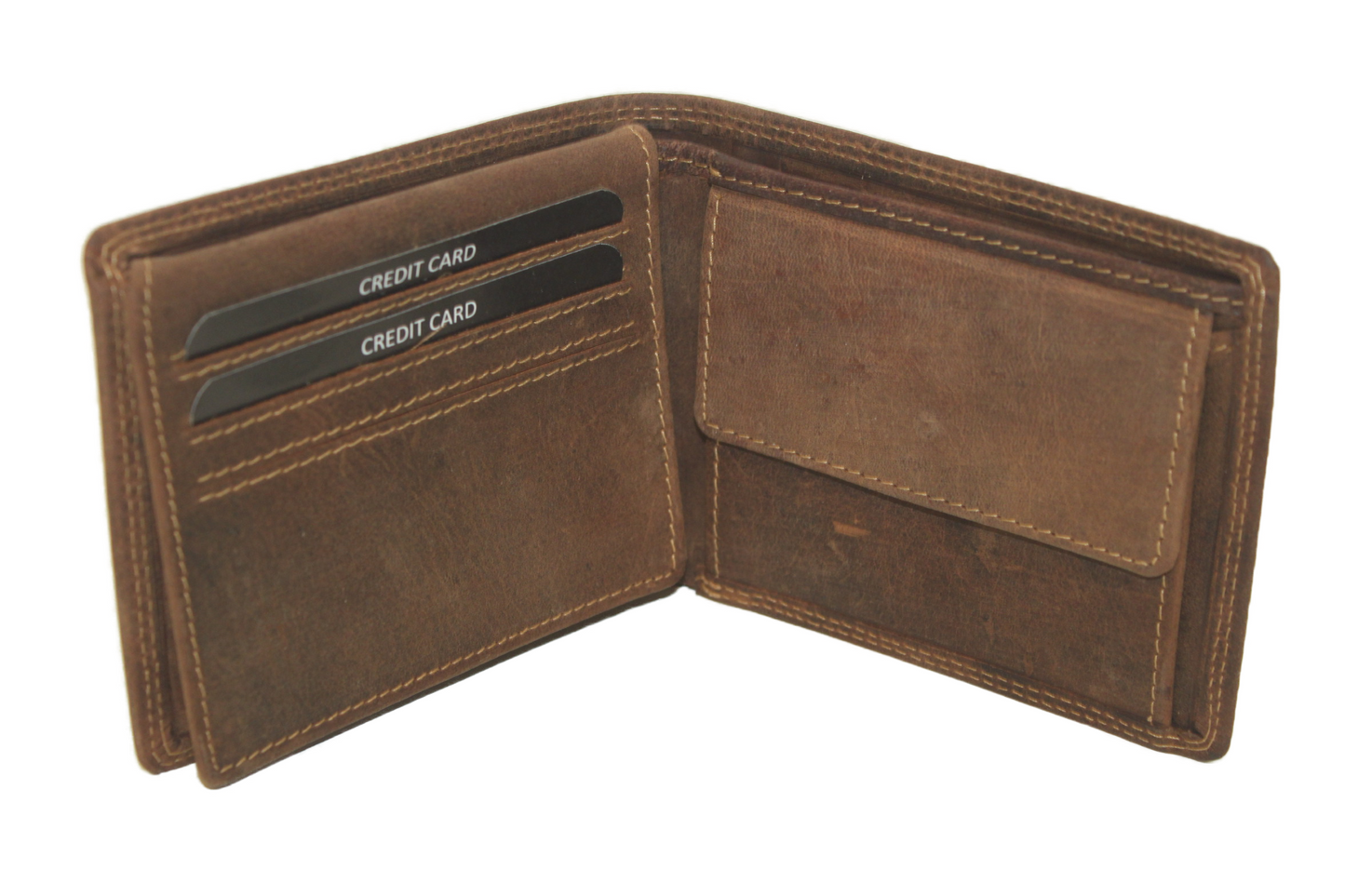 OI Billfold laag / lage heren portemonnee / 10 pasjes / leer/ RFID safe/ Hunter bruin 215H