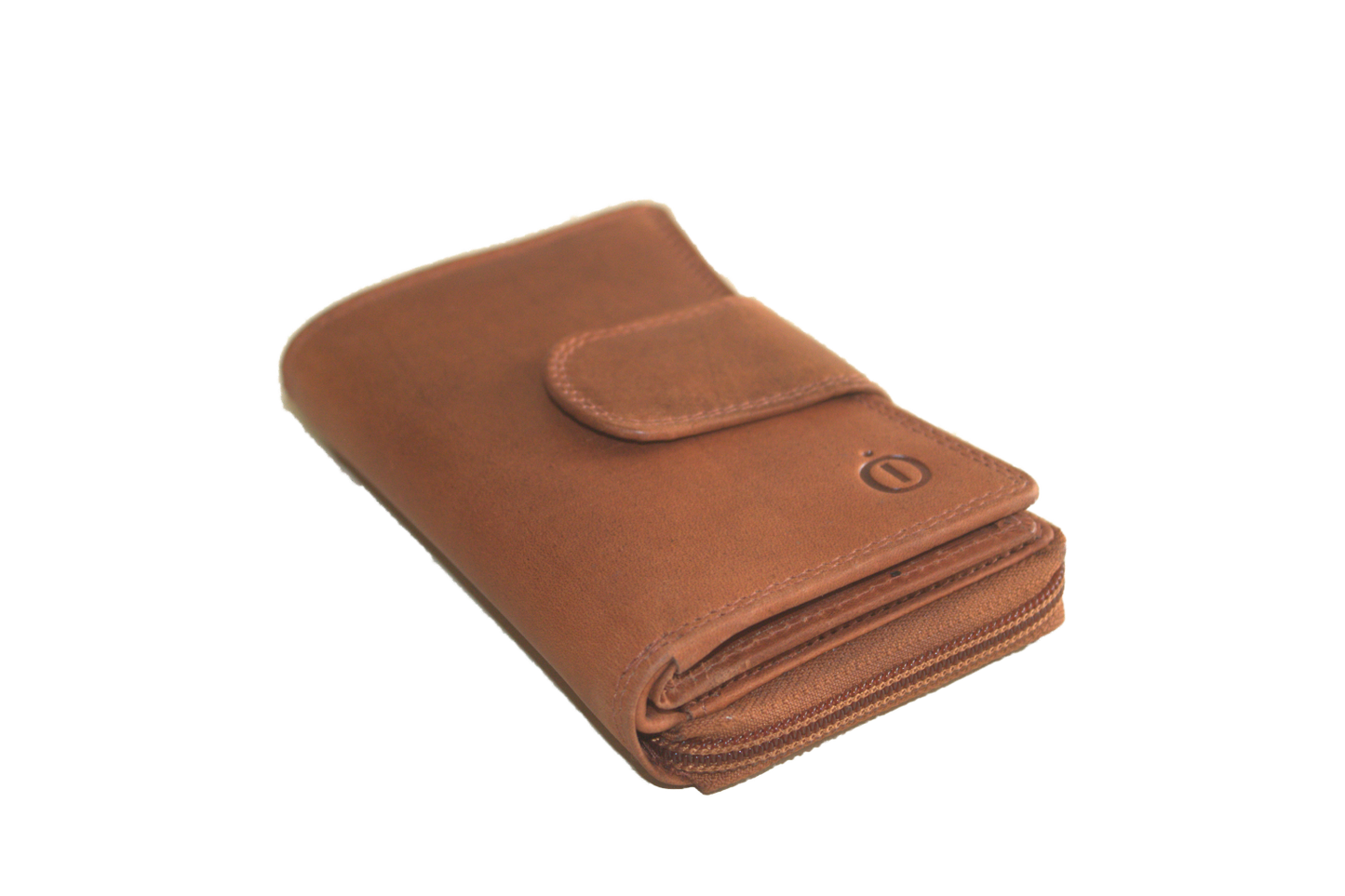 OI leren dames ritsportemonnee / veel pasjes, afsluitbaar / anti skim / leder /cognac/ camel 218NROrange
