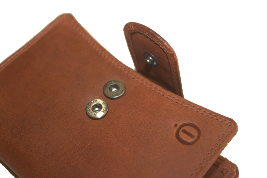 OI leren dames ritsportemonnee / veel pasjes, afsluitbaar / anti skim / leder /cognac/ camel 218NROrange