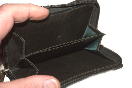 OI leren dames ritsportemonnee / veel pasjes / afsluitbaar / anti skim / leder / groen / green 218NRGreen