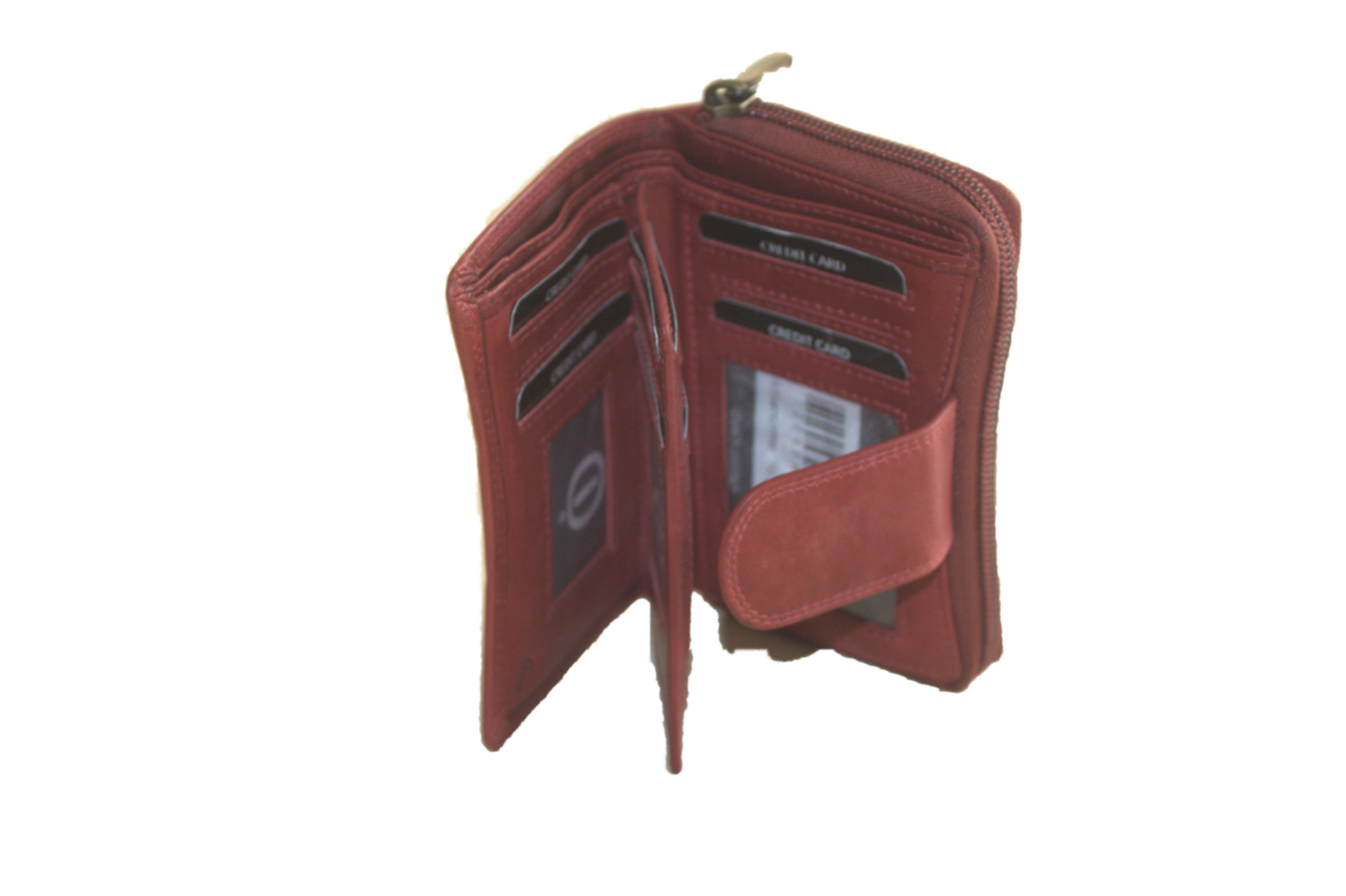 OI Dames ritsportemonnee / veel pasjes, afsluitbaar / anti skim / leer / rood / bordeaux 218NRRed