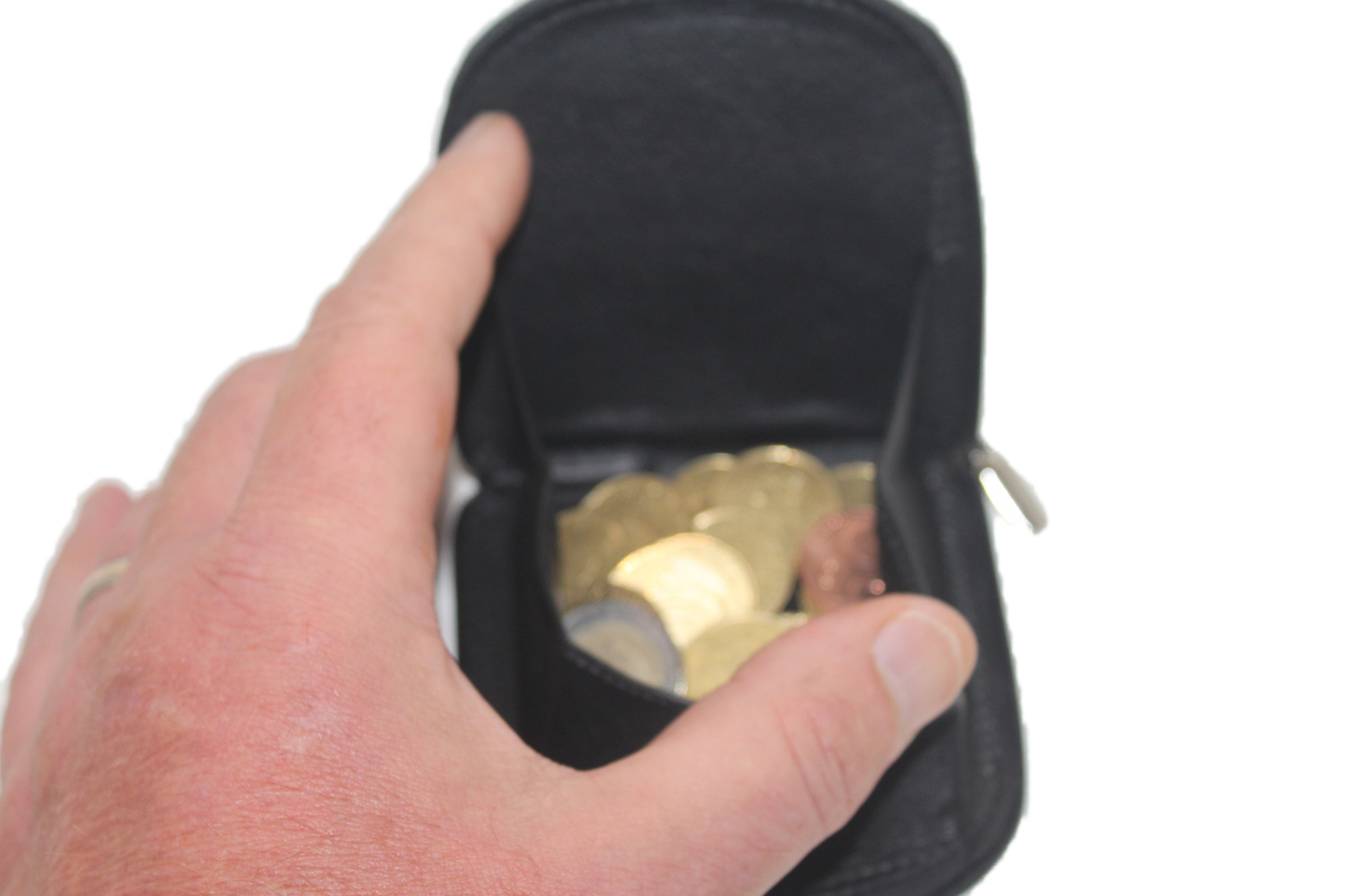 Leren kleingeldbeursje met rits / afsluitbaar muntenbakje / Skim veilig / zwart 219