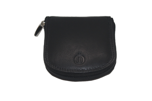 Leren kleingeldbeursje met rits / afsluitbaar muntenbakje / Skim veilig / zwart 219