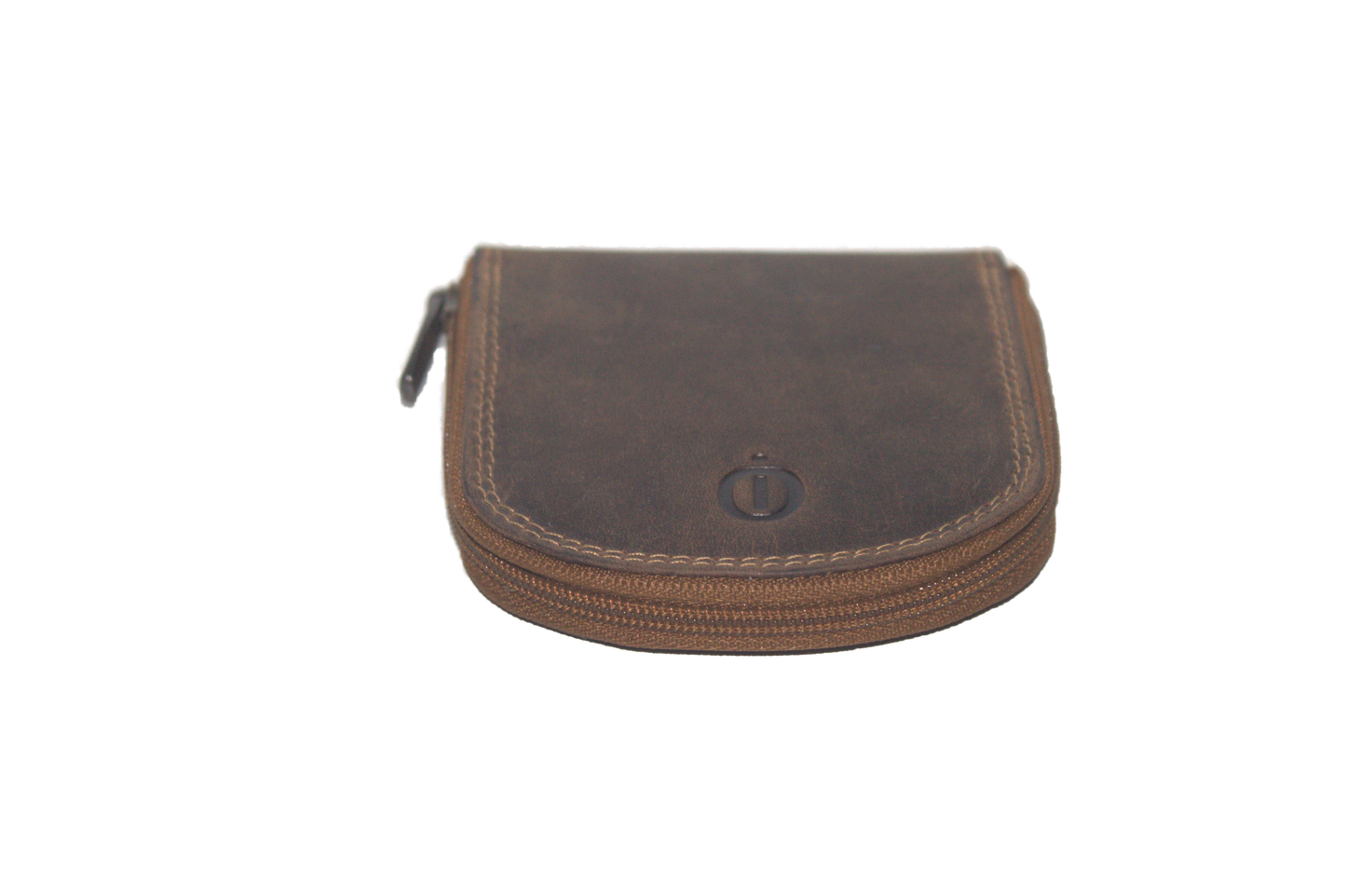 Leren kleingeldbeursje met rits / afsluitbaar muntenbakje / Skim veilig / Hunter bruin 219H