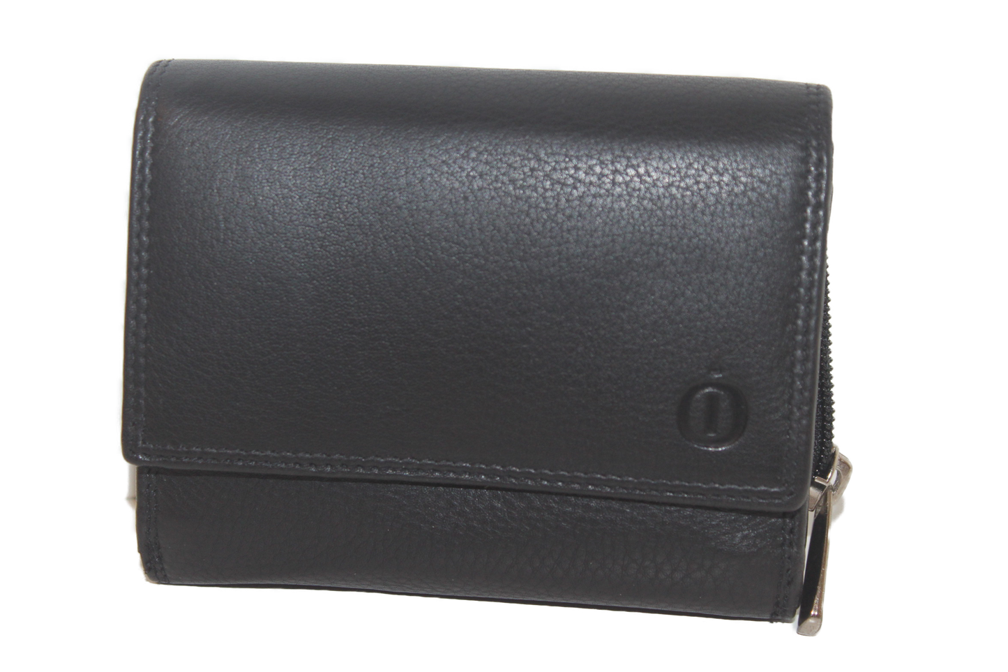 OI leren dames portemonnee / middel / dubbel muntvak met rits / RFID safe / zwart 220