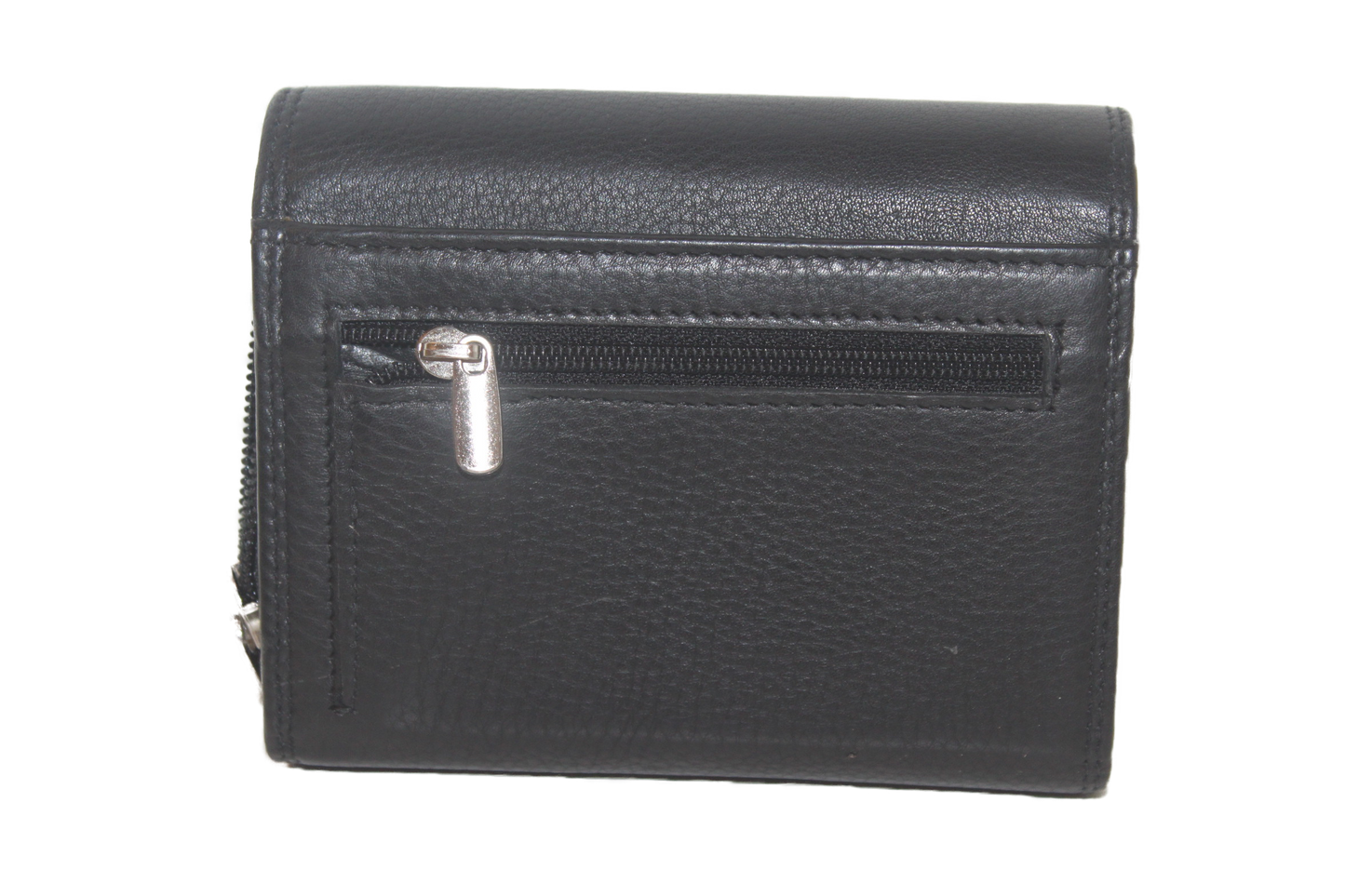 OI leren dames portemonnee / middel / dubbel muntvak met rits / RFID safe / zwart 220