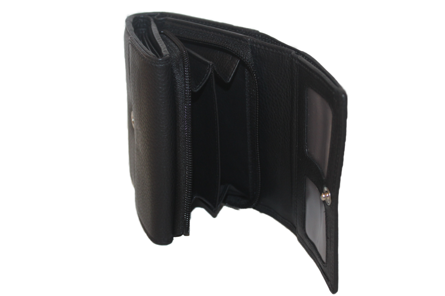 OI leren dames portemonnee / middel / dubbel muntvak met rits / RFID safe / zwart 220