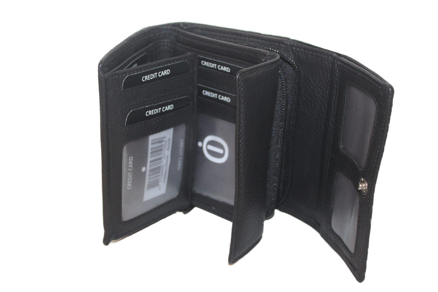 OI leren dames portemonnee / middel / dubbel muntvak met rits / RFID safe / zwart 220
