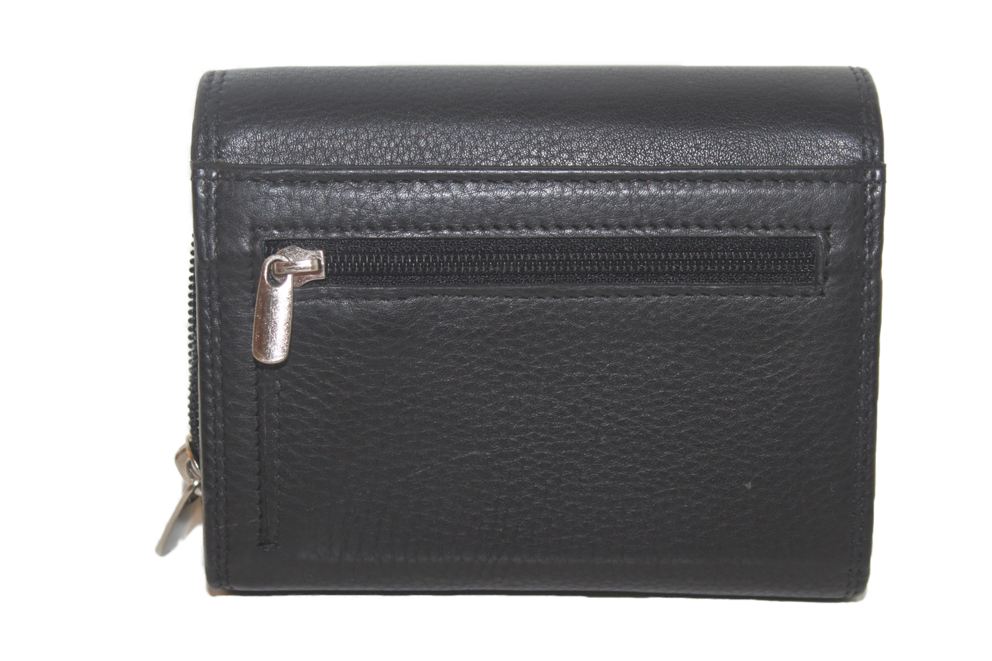 OI leren dames portemonnee / middel / dubbel muntvak met rits / RFID safe / zwart 220