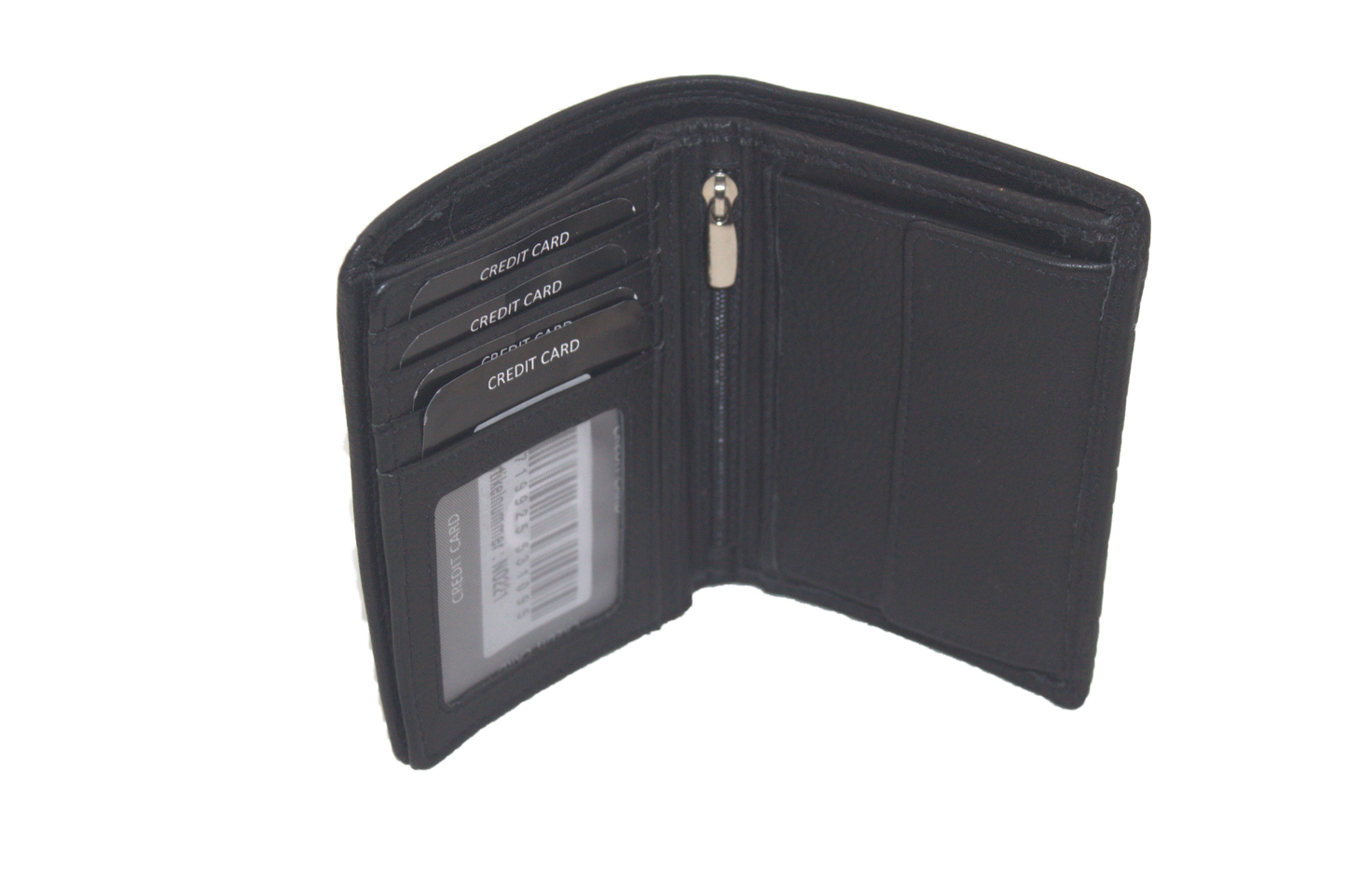 OI Billfold hoog / leren heren portemonnee met biljetvak met rits / anti skim / zwart 221