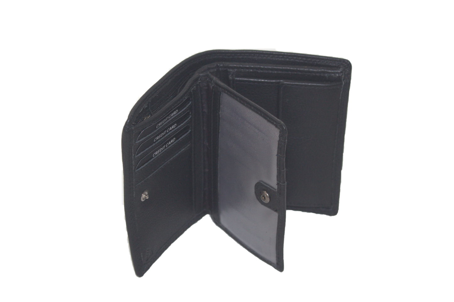 OI Billfold hoog / leren heren portemonnee met biljetvak met rits / anti skim / zwart 221