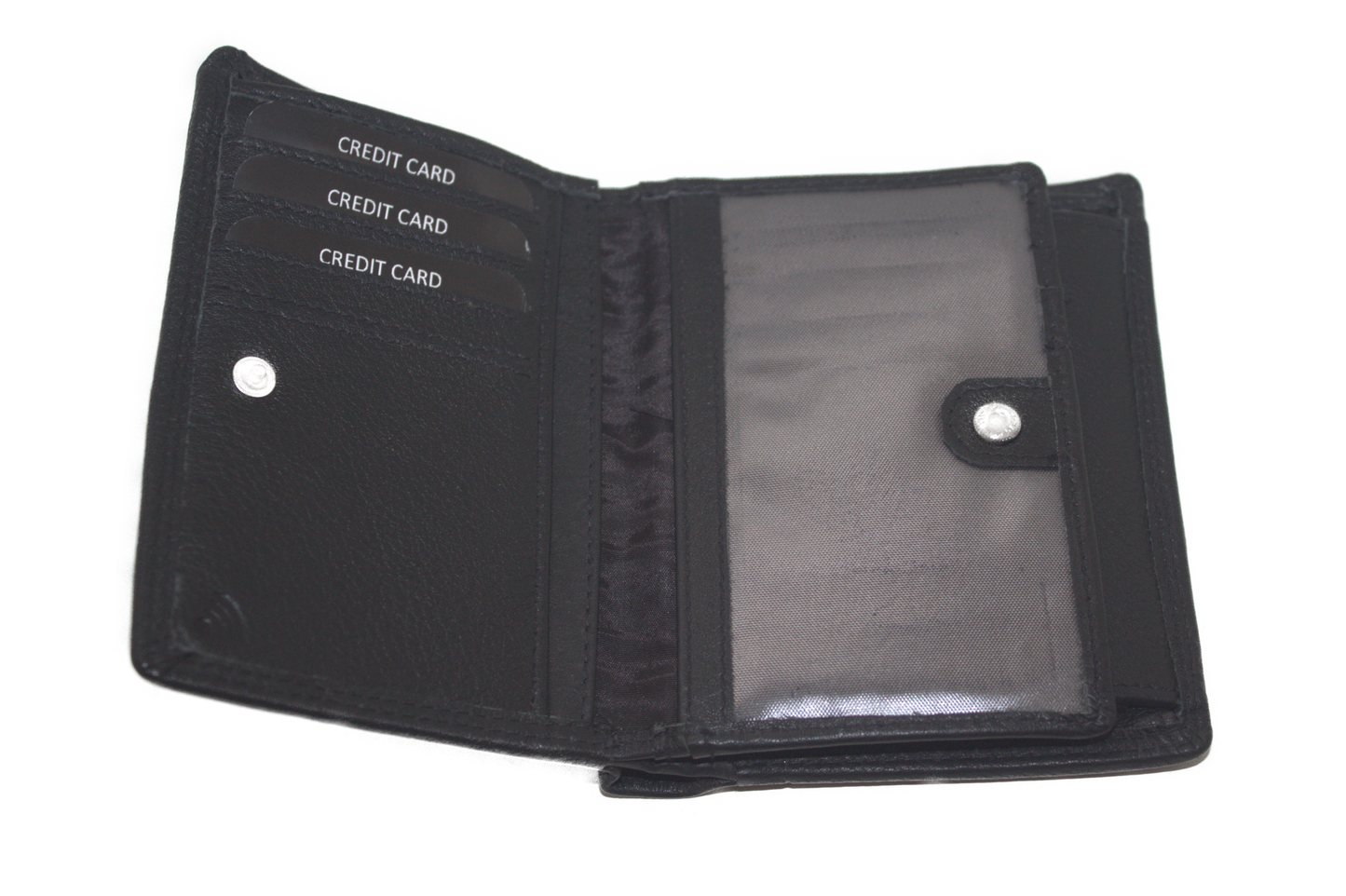 OI Billfold hoog / leren heren portemonnee met biljetvak met rits / anti skim / zwart 221