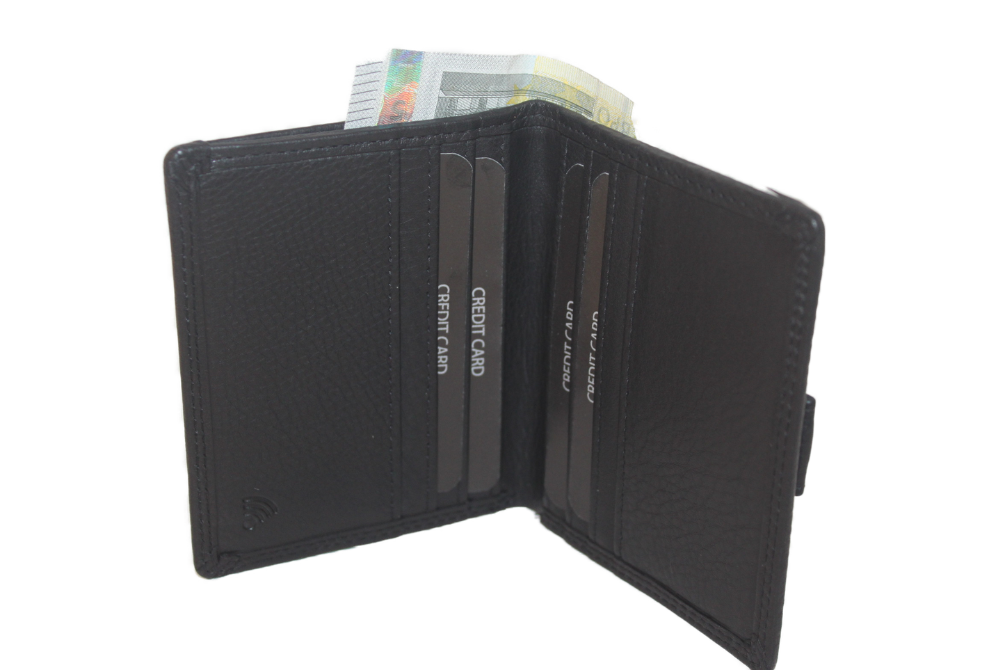 OI leren Creditcardmapje met lus voor aan riem / pasjeshouder leder / anti skim / zwart 225