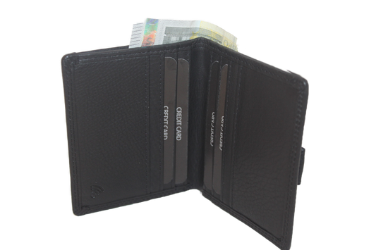 OI leren Creditcardmapje met lus voor aan riem / pasjeshouder leder / anti skim / zwart 225