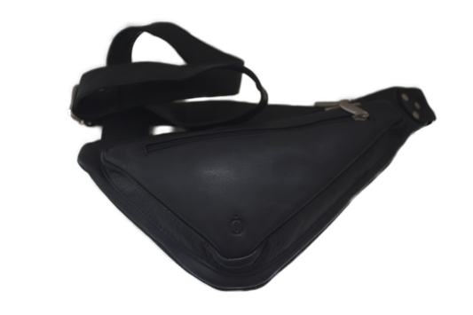 Leren triangel/ driehoek Crossbody tas/ zacht rund leder/ om schuin te dragen / zwart 228