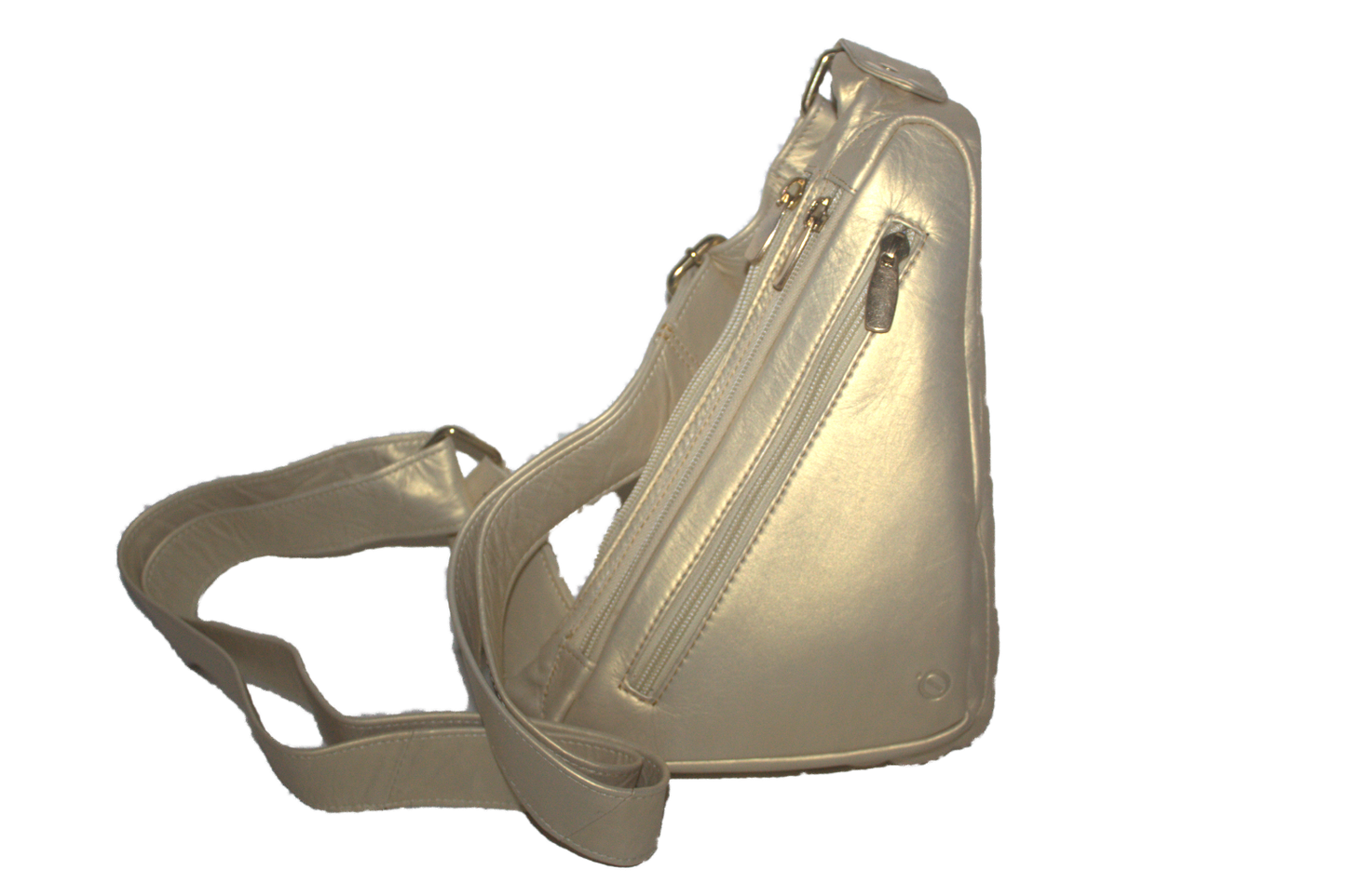 Leren triangel/ driehoek Crossbody tas/ zacht rund leder/ om schuin te dragen / Goude / goudkleurig 228Goud