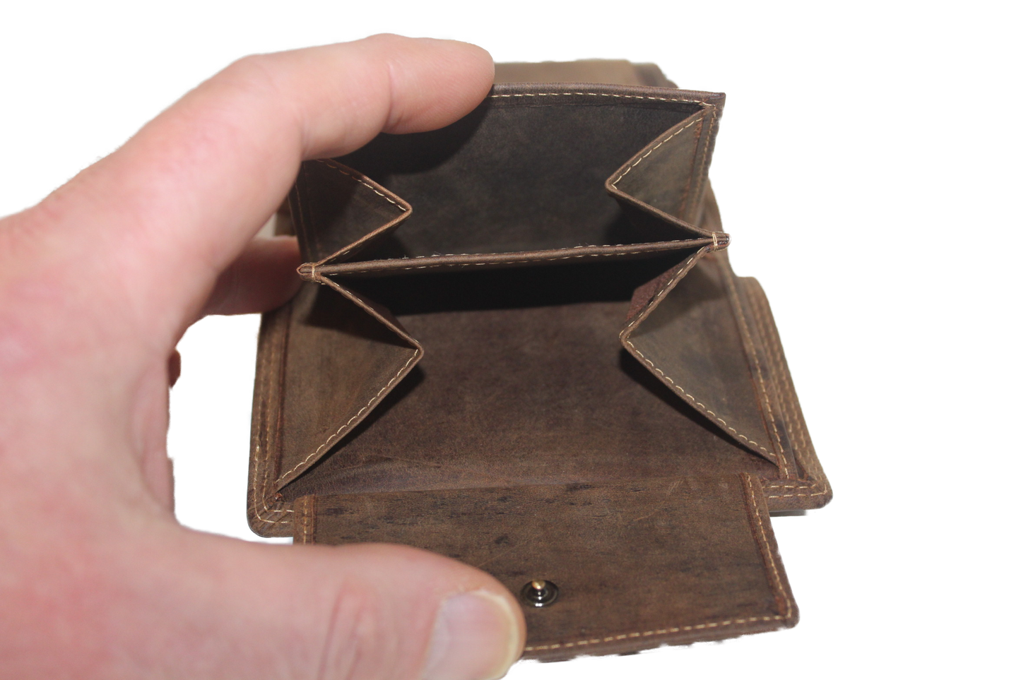 OI leren Billfold portemonnee / hoog met dubbel kleingeld vak / Hunter bruin / anti skim 229H