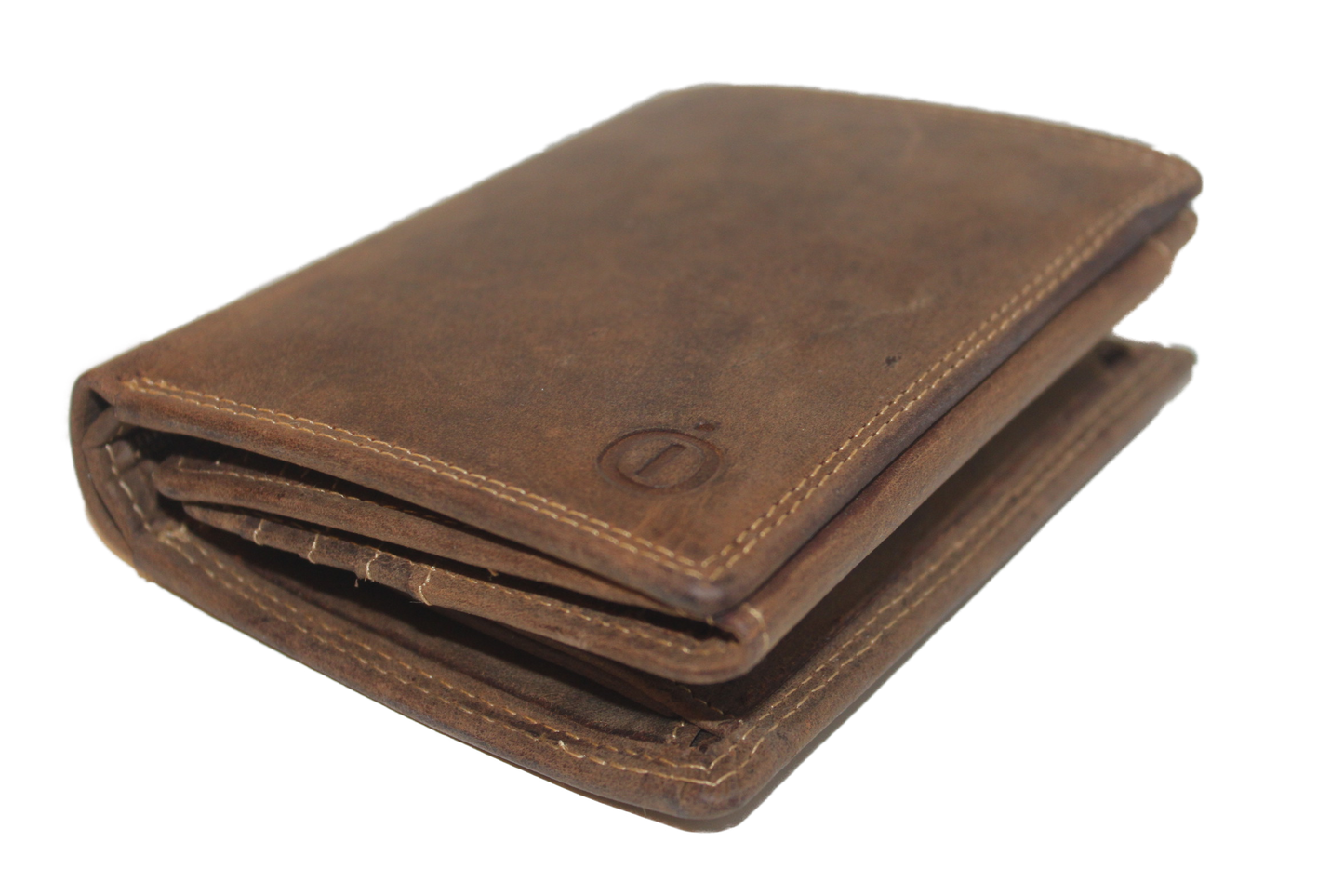 OI leren Billfold portemonnee / hoog met dubbel kleingeld vak / Hunter bruin / anti skim 229H