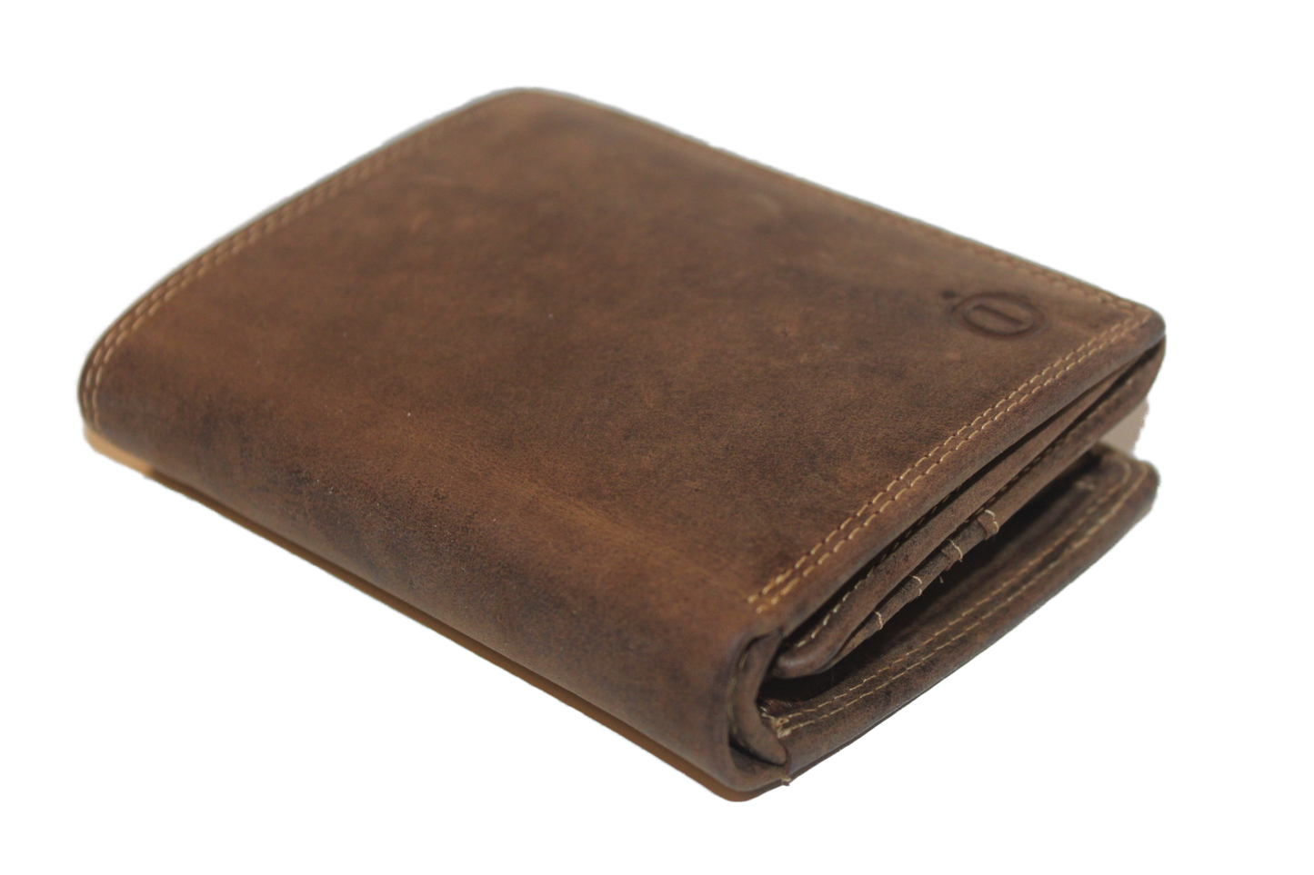 OI leren Billfold portemonnee / hoog met dubbel kleingeld vak / Hunter bruin / anti skim 229H