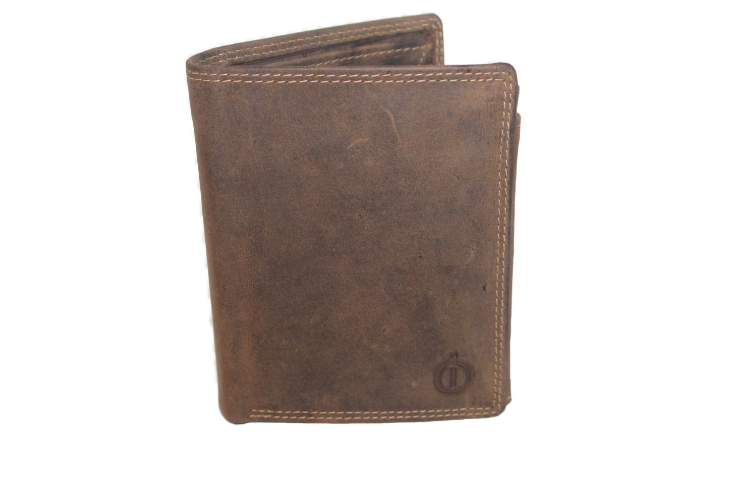 OI leren Billfold portemonnee / hoog met dubbel kleingeld vak / Hunter bruin / anti skim 229H