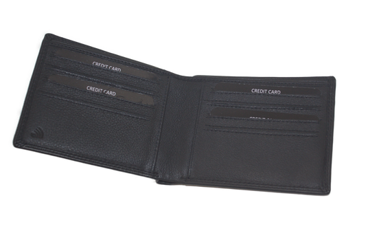 OI leren Billfold zonder kleingeld vak / extra dunne heren portemonnee van leer / zwart / anti skim 231