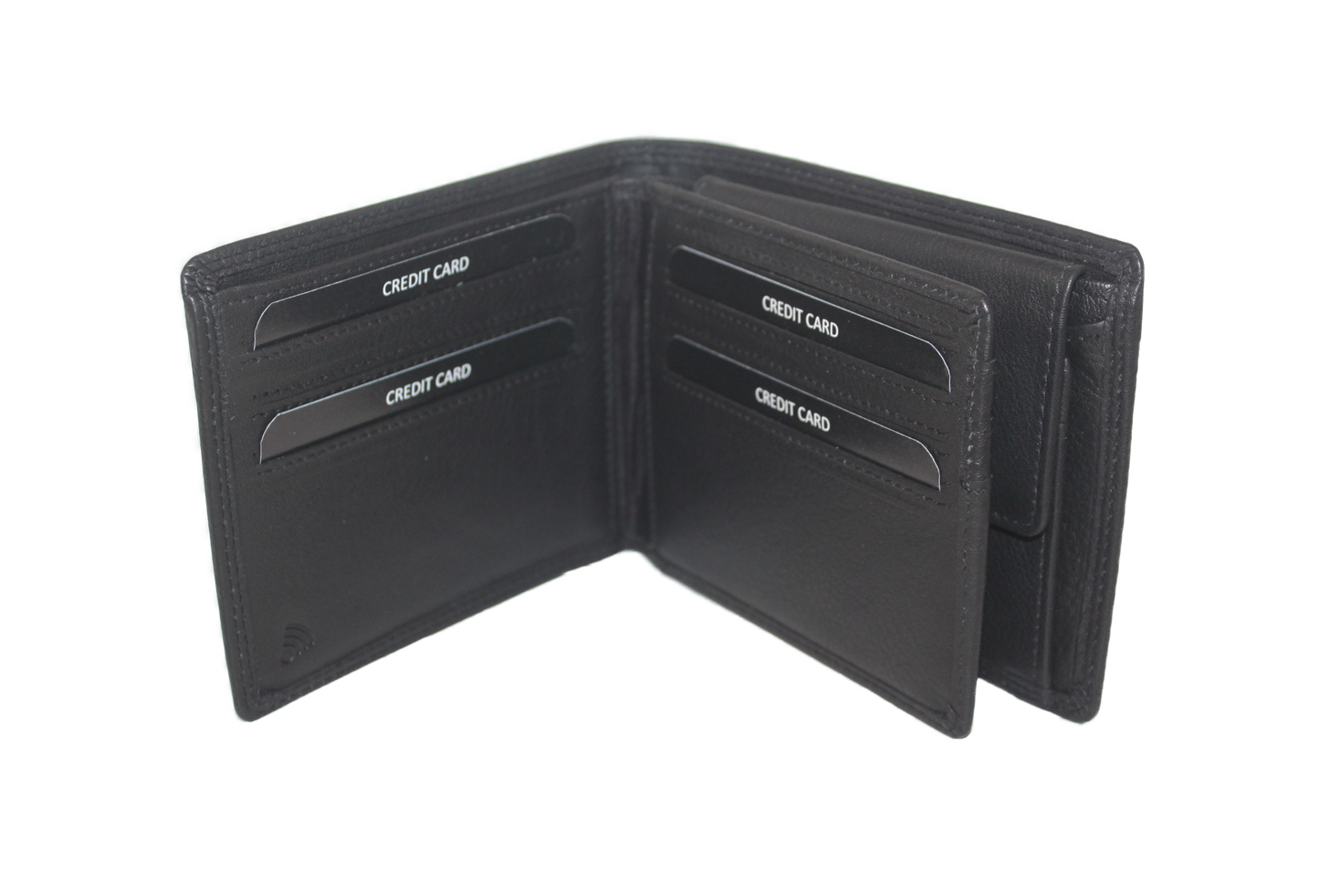 OI leren Billfold met klein zicht vak / heren portemonnee met extra klep / anti skim/ zwart leder 232
