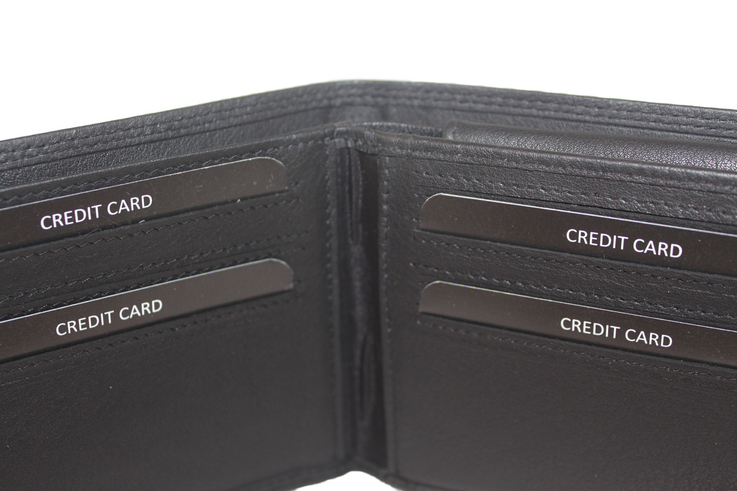 OI leren Billfold met klein zicht vak / heren portemonnee met extra klep / anti skim/ zwart leder 232