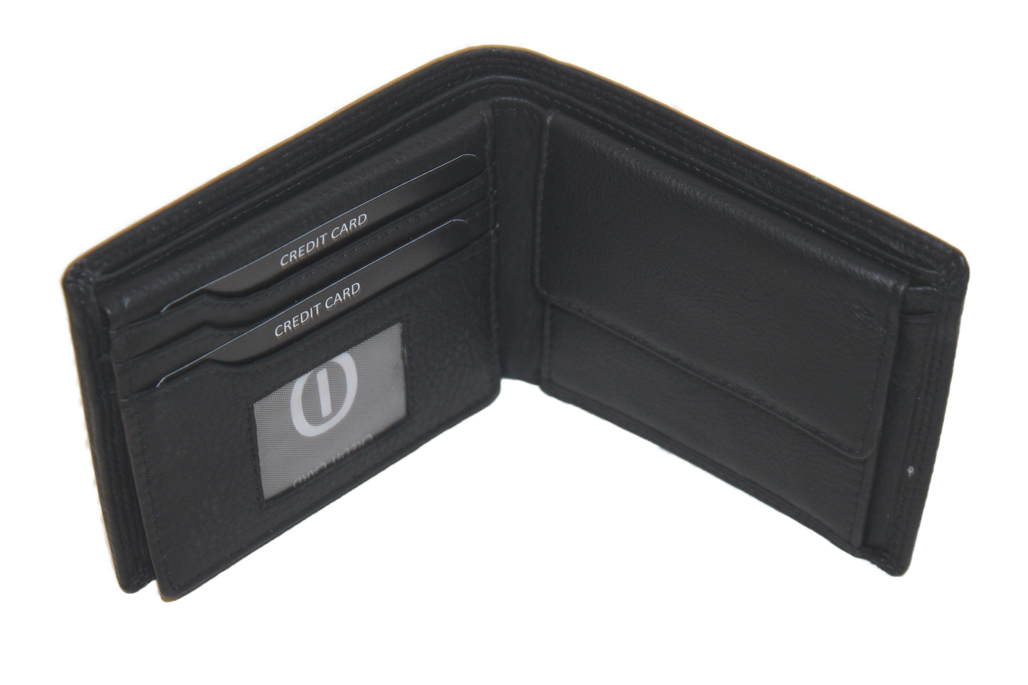 OI Billfold laag model / leren heren portemonnee met geheim/ verborgen vak / /RFID safe / zwart 234