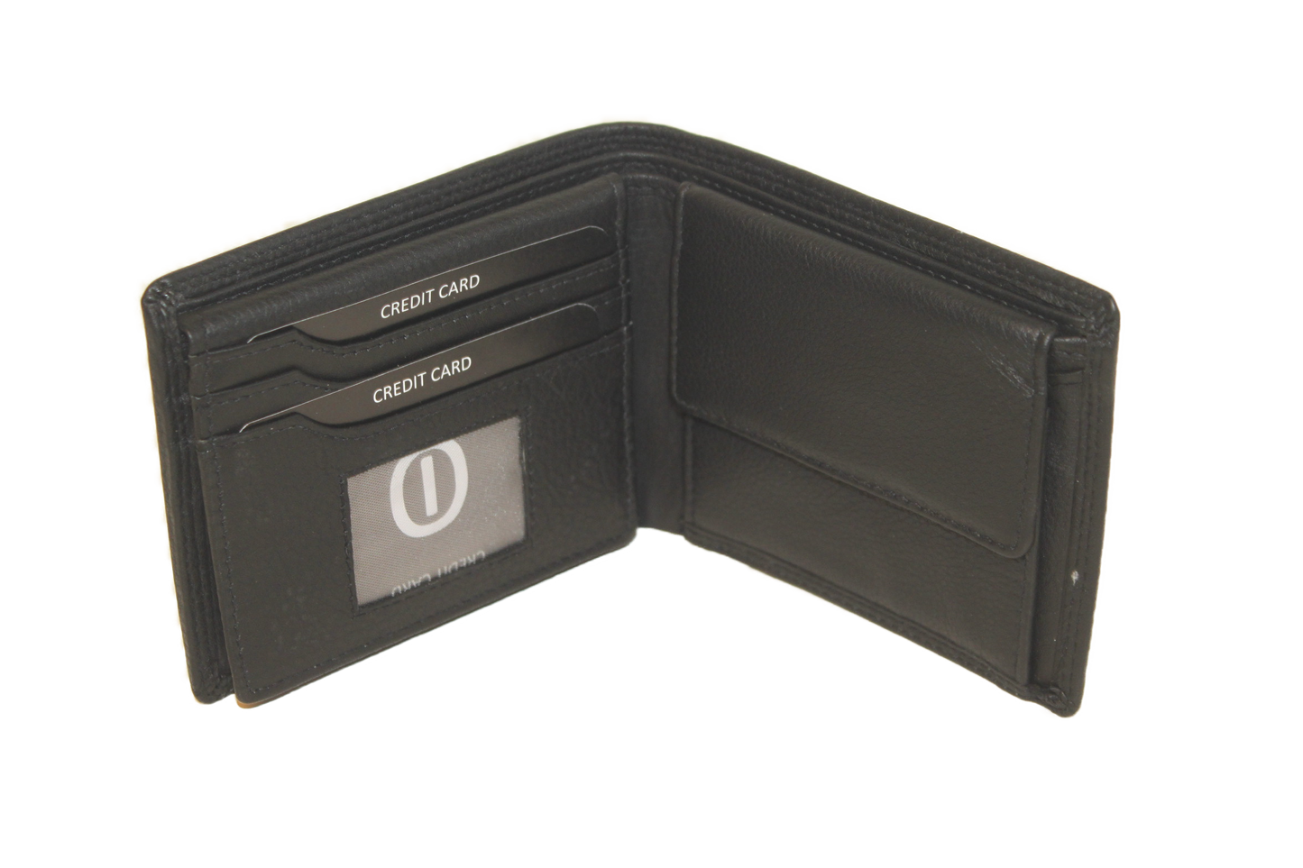 OI Billfold laag model / leren heren portemonnee met geheim/ verborgen vak / /RFID safe / zwart 234