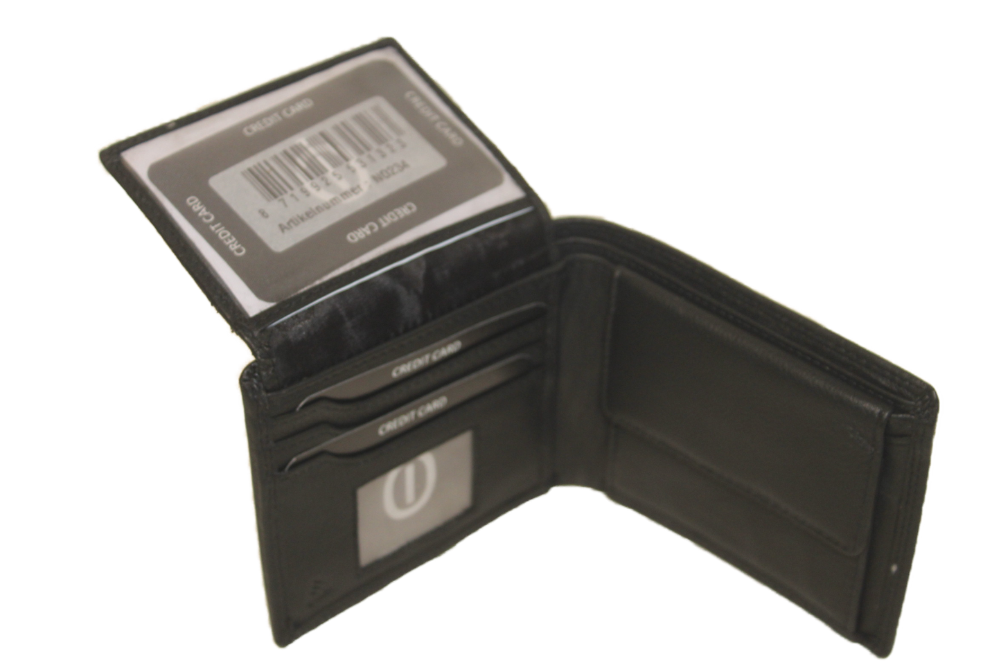 OI Billfold laag model / leren heren portemonnee met geheim/ verborgen vak / /RFID safe / zwart 234