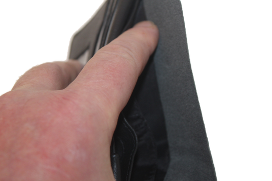 Oi zwarte leren heren portemonnee laag model met verborgen vak / leren billfold laag model met geheim vak voor biljetten / platte herenbeurs / RFID safe / zwart leer / 234