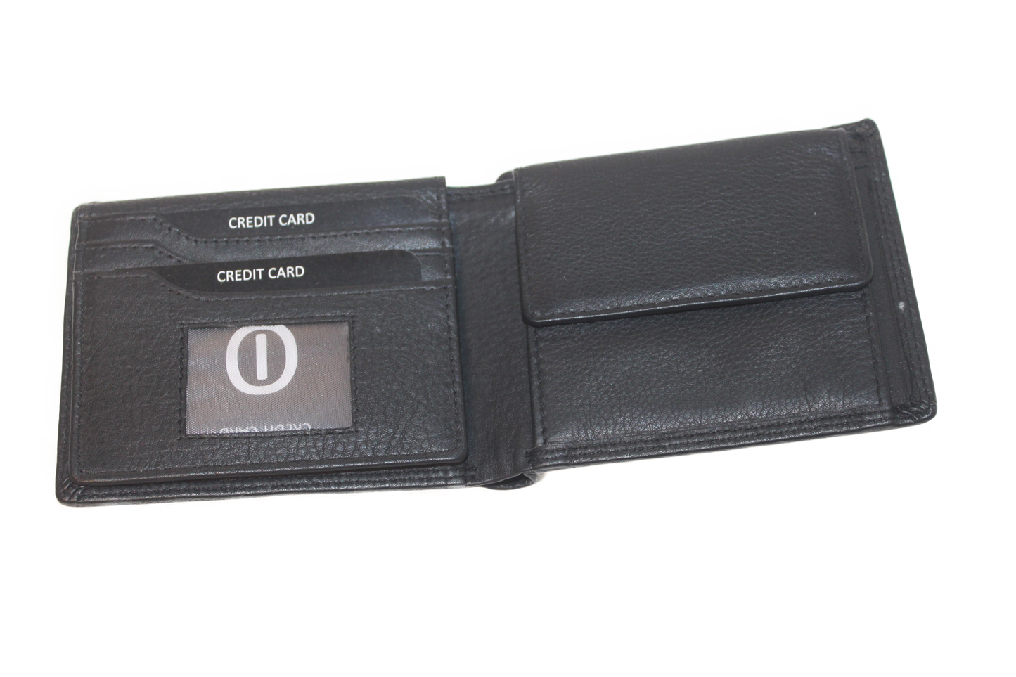 OI Billfold laag model / leren heren portemonnee met geheim/ verborgen vak / /RFID safe / zwart 234