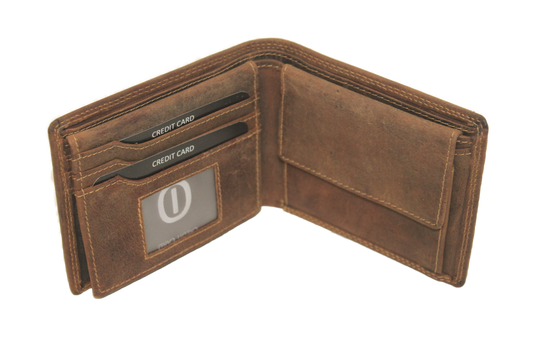 OI Billfold laag model / leren heren portemonnee met geheim/ verborgen vak / /RFID safe / 234H