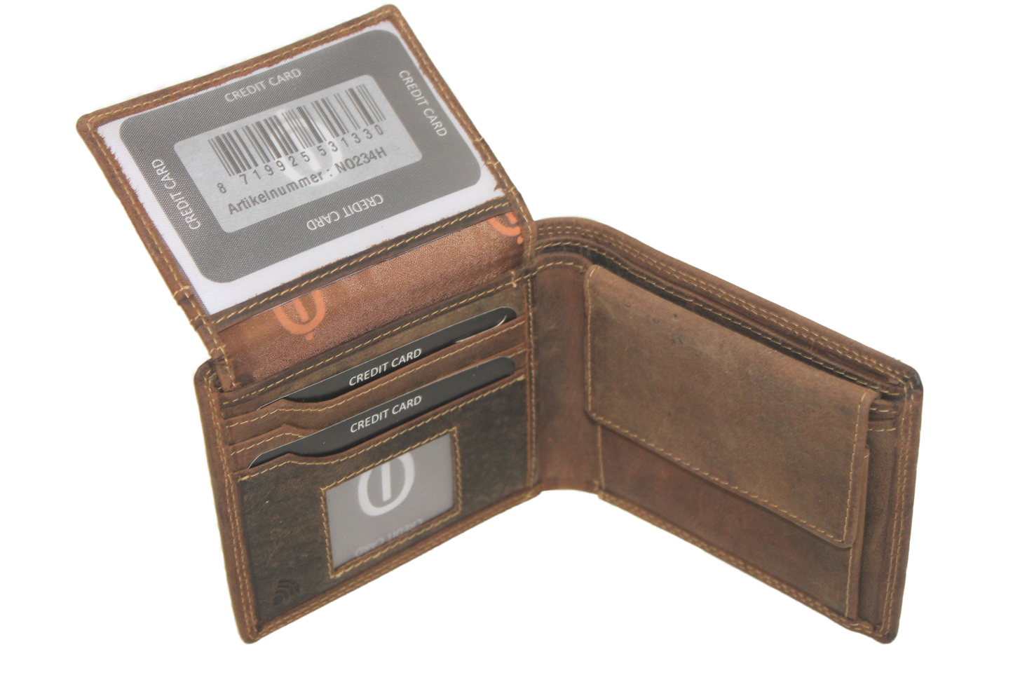 OI Billfold laag model / leren heren portemonnee met geheim/ verborgen vak / /RFID safe / 234H