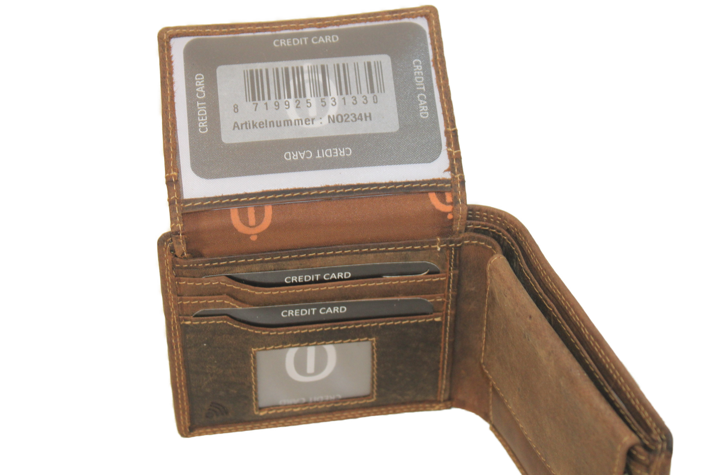 OI Billfold laag model / leren heren portemonnee met geheim/ verborgen vak / /RFID safe / 234H