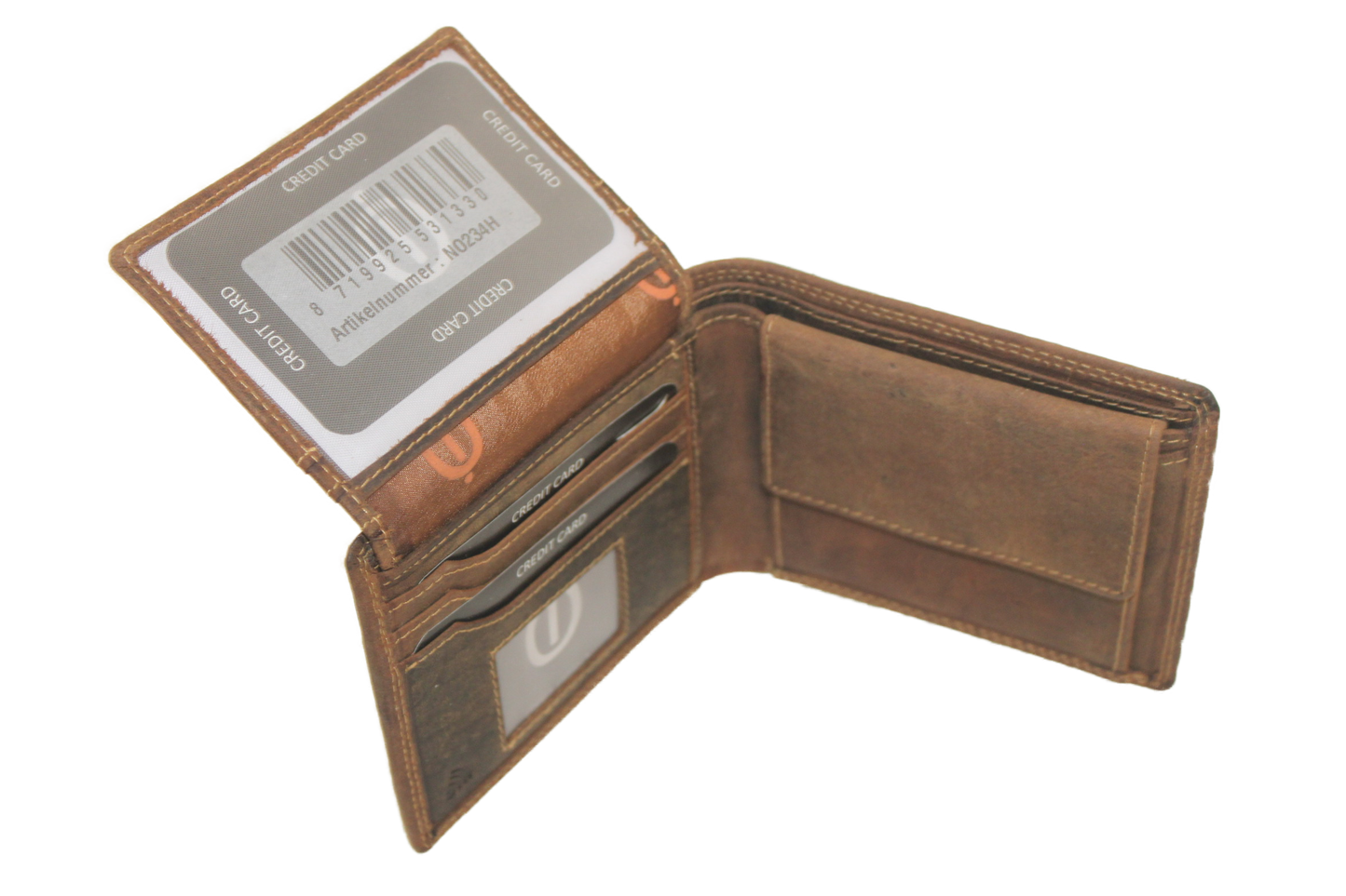 OI Billfold laag model / leren heren portemonnee met geheim/ verborgen vak / /RFID safe / 234H