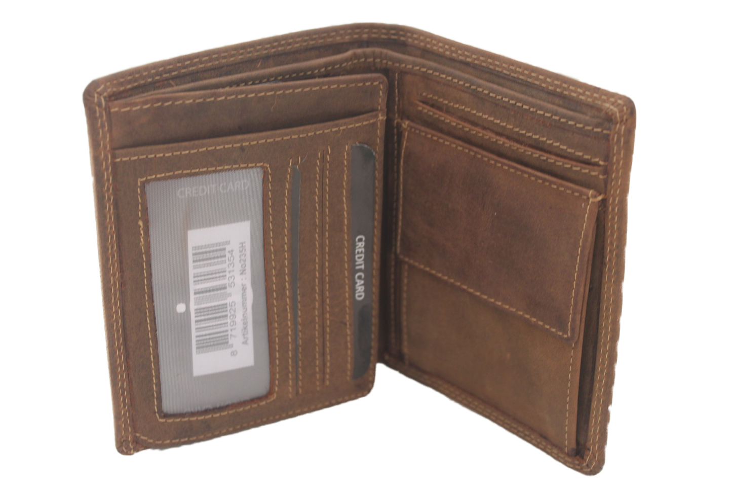 OI leren Billfold hoog / heren portemonnee met muntgeld vak horizontaal / anti skim / Hunter leder 235H